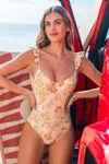 Cupshe Floral Frenzy Tummy Control One-piece Swimsuit In Neutral