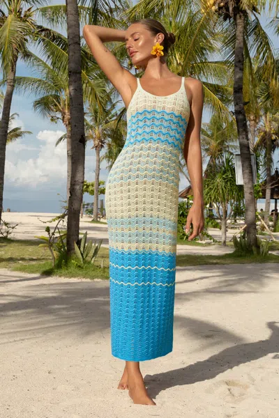 Cupshe Flourish Striped Midi Dress In Blue