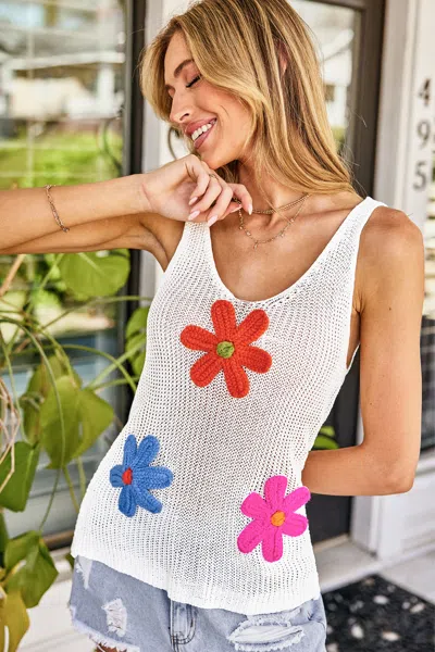 Cupshe Flower Child White Knit Top