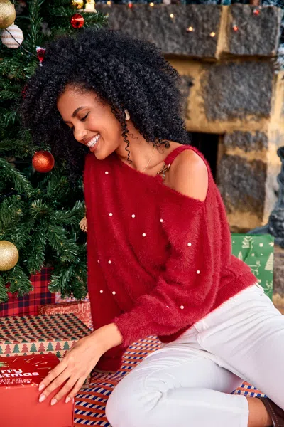 Cupshe Fluff Piece Red Sweater In Brown