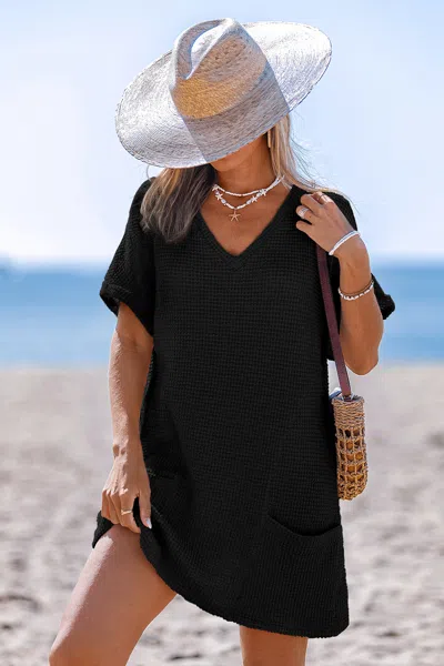 Cupshe Fresh Coast Black Cover-up Mini Dress