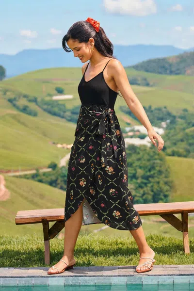 Cupshe Full Of Life Tropical Midi Dress In Black