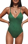CUPSHE CUPSHE GEO PLUNGE BACK ONE-PIECE SWIMSUIT