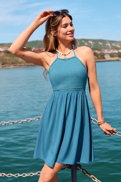 Cupshe Geode Turquoise Mini Dress In Blue