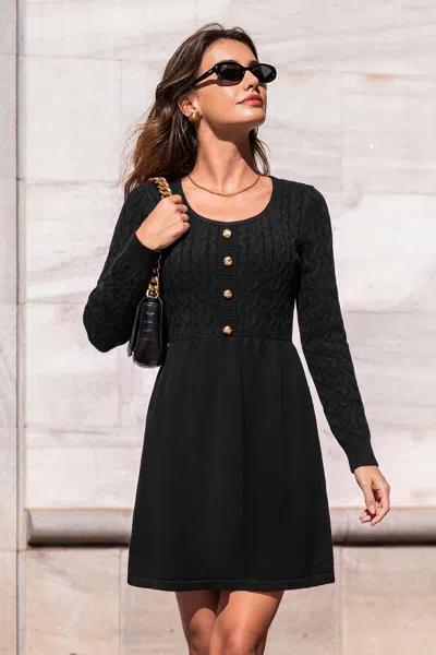 Cupshe Get Comfortable Black Mini Sweater Dress In Multi