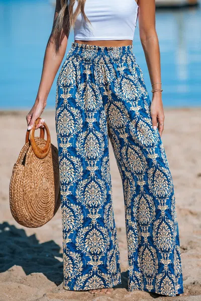 Cupshe Gilded Sands Ornate Pants In Blue