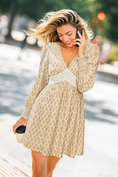 Cupshe Go All Out Ornate Mini Dress In Neutral