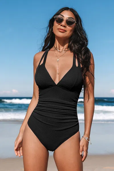 Cupshe Going Live Tummy Control One-piece Swimsuit In Black