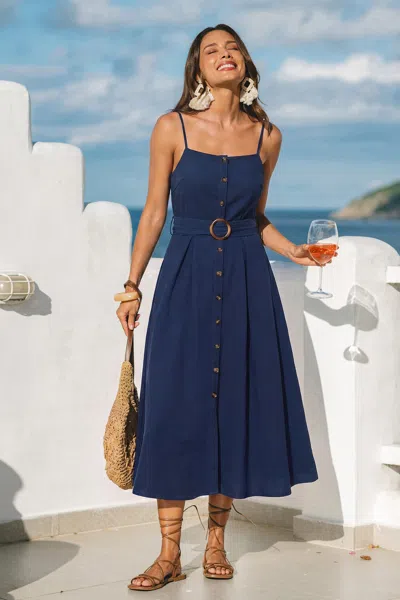 Cupshe Going Off Script Blue Midi Dress