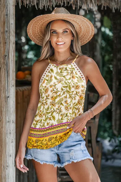 Cupshe Golden Bloom Floral Top In Neutral