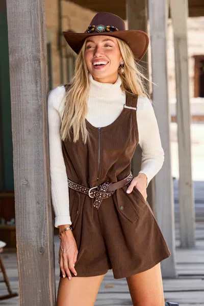 Cupshe Golden Haze Brown Romper