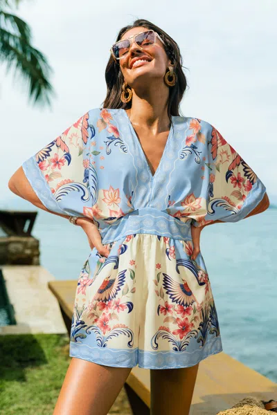 Cupshe Golden Orchard Floral Romper In Blue