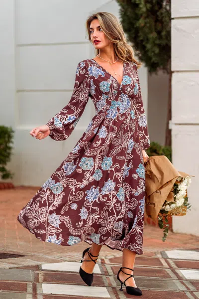 Cupshe Good Aura Floral Maxi Dress In Brown