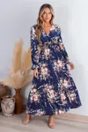 Cupshe Good Day Ahead Floral Maxi Dress In Blue