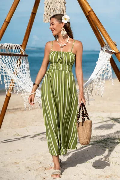 Cupshe Green Grass Striped Maxi Dress