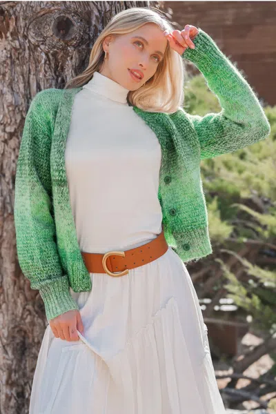 Cupshe Green Knit Long Sleeve Front Button Cardigan
