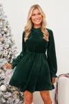 Cupshe Green Velvet Puff Sleeve Mini Dress In Green