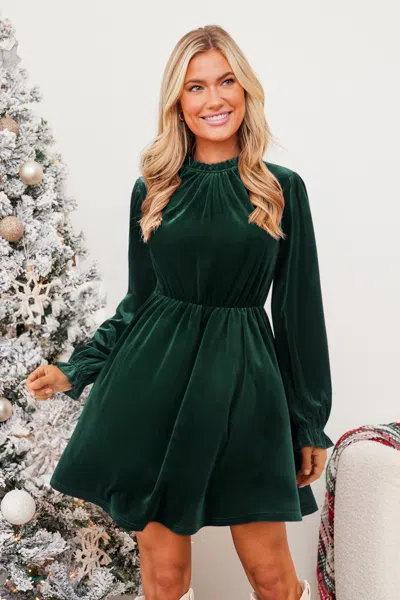 Cupshe Green Velvet Puff Sleeve Mini Dress