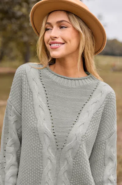 Cupshe Grey Round Neck Long Sleeve Knit Sweater