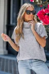 Cupshe Grey Turtleneck Knit Top In Gray