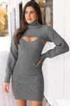 Cupshe Grey Turtleneck Shrug And Mini Sweater Dress Set In Gray