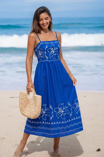 Cupshe Groundbreaking Floral Midi Dress In Blue