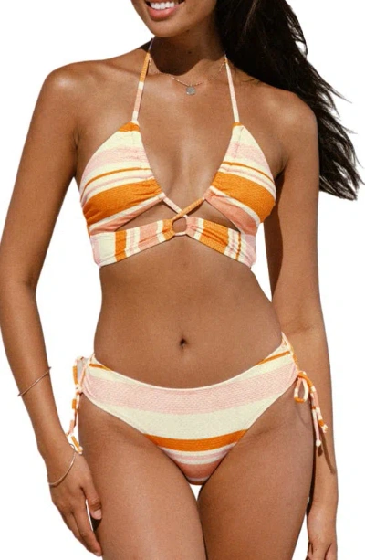 Cupshe Happy Stripe Two-piece Bikini In Orange Multi-color
