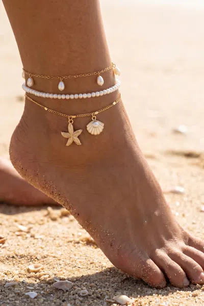 Cupshe Havana Gold-tone Anklet Set In Yellow