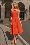 Cupshe Heart's Desire Orange Midi Dress In Orange
