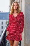 Cupshe Heart To Heart Polka Dot Mini Dress In Red