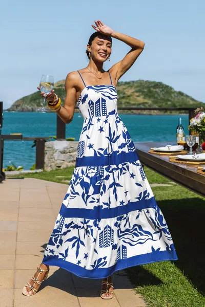 Cupshe Heating Up Tropical Maxi Dress In Blue