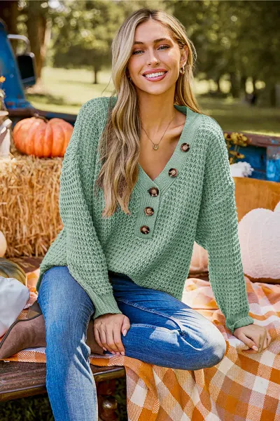 Cupshe Here For A While Green Sweater