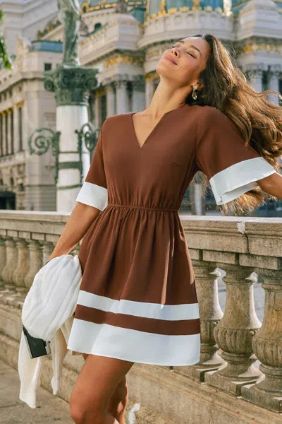 Cupshe Here To Stay Colorblock Mini Dress In Brown