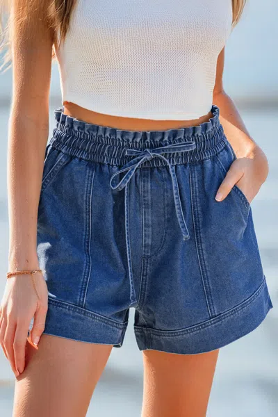 Cupshe Hike Trail Blue Denim Shorts