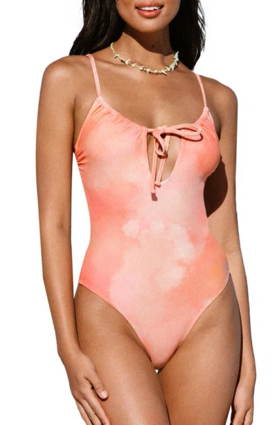Cupshe Holiday Sunrise Ruched Tied One-piece Swimsuit In Pink