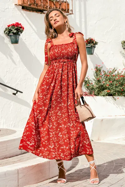 Cupshe Hot Papaya Floral Maxi Dress In Multi