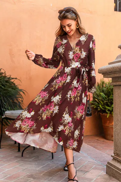 Cupshe I'm Blooming Floral Midi Dress In Burgundy