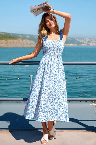 Cupshe In A Good Mood Floral Maxi Dress In Blue