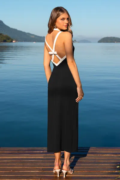Cupshe In Contrast Black Midi Dress