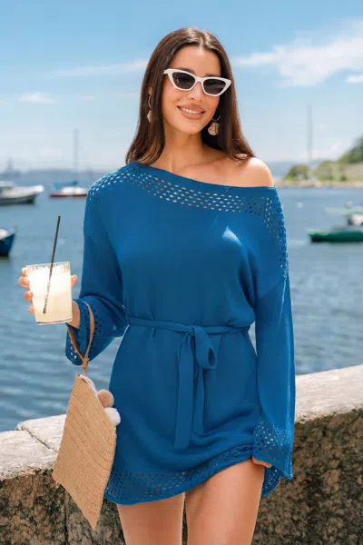 Cupshe In Plain Sight Blue Cover-up Mini Dress