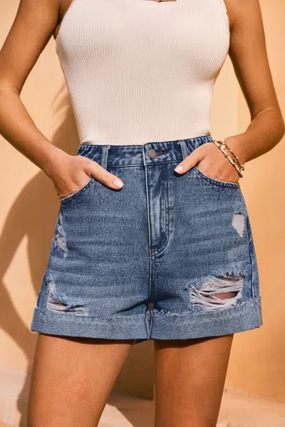 Cupshe In Pursuit Blue Denim Shorts