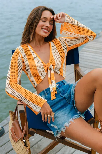 Cupshe In The Groove Striped Cover-up Top In Multi