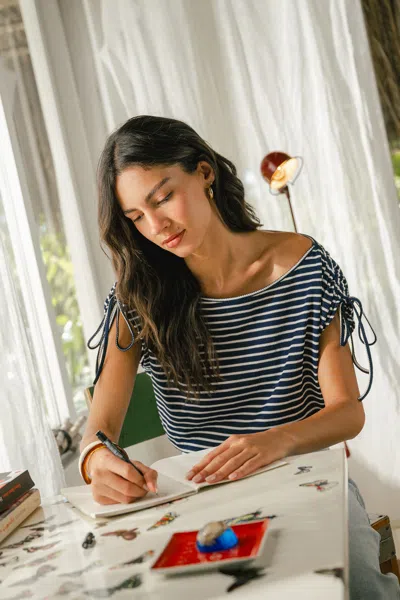 Cupshe In The Know Striped Top In Blue