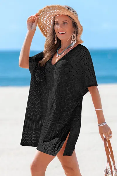 Cupshe In The Mix Black Cover-up Mini Dress