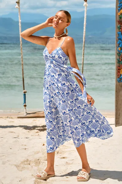 Cupshe Incandescent Ornate Midi Dress In Blue