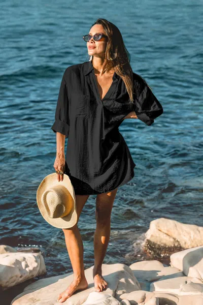 Cupshe Inner Glow Black Cover-up Mini Dress