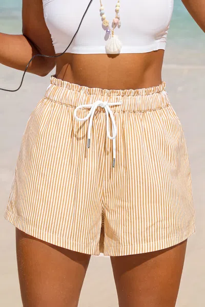 Cupshe Inner Peace Striped Shorts In Yellow
