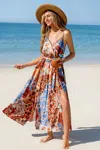 Cupshe Instinctive Patchwork Maxi Dress In Blue