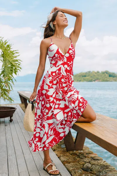 Cupshe Into The Sunset Tropical Maxi Dress In Red