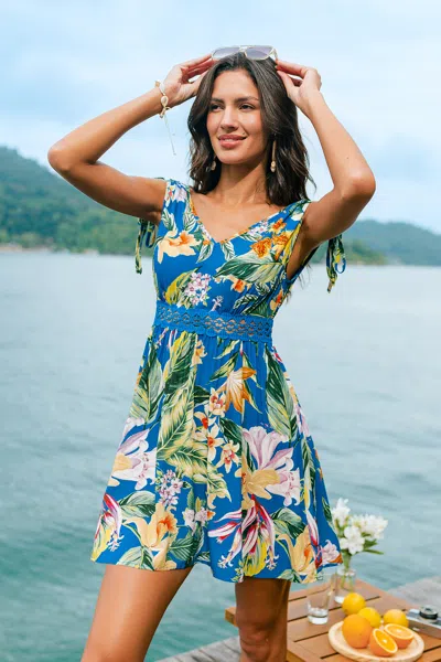 Cupshe Island Afternoon Tropical Mini Dress In Blue
